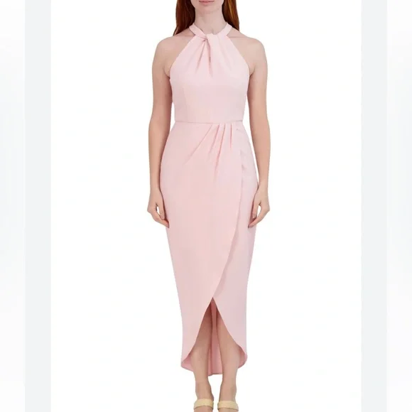 frame draped neck tie halter dress MAREN SATIN HALTER MAXI Dress | Tie-Neck Wedding Guest Dress main image 0